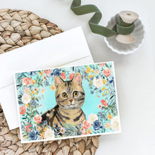 Load image into Gallery viewer, American Shorthair Brown Tabby Spring Flowers Greeting Cards -  Blank Note Cards – 8-Pack of Artist-Designed Cards with Envelopes