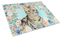 Load image into Gallery viewer, American Shorthair Brown Tabby Spring Flowers Glass Cutting Boards – Durable, Decorative Kitchen Art Large CK3387LCB