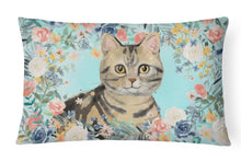 Load image into Gallery viewer, American Shorthair Brown Tabby Spring Flowers Canvas Fabric Decorative Pillow CK3387PW1216