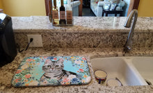 Load image into Gallery viewer, American Shorthair Spring Flowers Dish Drying Mat – Absorbent, Artistic Kitchen Essentials CK3388DDM