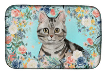 Load image into Gallery viewer, American Shorthair Spring Flowers Dish Drying Mat – Absorbent, Artistic Kitchen Essentials CK3388DDM
