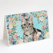 Load image into Gallery viewer, American Shorthair Spring Flowers Greeting Cards -  Blank Note Cards – 8-Pack of Artist-Designed Cards with Envelopes