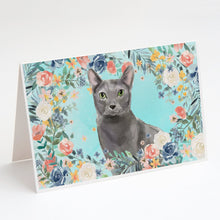 Load image into Gallery viewer, Blue Russian Spring Flowers Greeting Cards -  Blank Note Cards – 8-Pack of Artist-Designed Cards with Envelopes