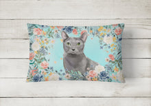 Load image into Gallery viewer, Blue Russian Spring Flowers Canvas Fabric Decorative Pillow CK3390PW1216