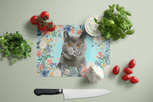 Load image into Gallery viewer, British Shorthair Spring Flowers Glass Cutting Boards – Durable, Decorative Kitchen Art Large CK3392LCB