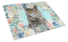 Load image into Gallery viewer, British Shorthair Spring Flowers Glass Cutting Boards – Durable, Decorative Kitchen Art Large CK3392LCB