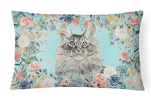Load image into Gallery viewer, Maine Coon Spring Flowers Canvas Fabric Decorative Pillow CK3393PW1216