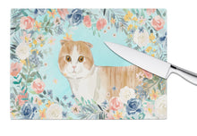 Load image into Gallery viewer, Scottish Fold Spring Flowers Glass Cutting Boards – Durable, Decorative Kitchen Art Large CK3397LCB