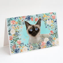 Load image into Gallery viewer, Siamese Spring Flowers Greeting Cards -  Blank Note Cards – 8-Pack of Artist-Designed Cards with Envelopes