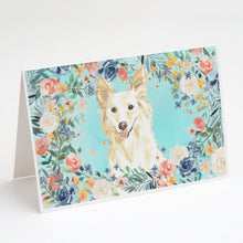 Load image into Gallery viewer, White Collie Greeting Cards -  Blank Note Cards – 8-Pack of Artist-Designed Cards with Envelopes