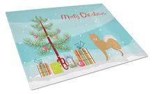 Load image into Gallery viewer, Brown &amp; White Elo dog Christmas Tree Glass Cutting Boards – Durable, Decorative Kitchen Art Large CK3451LCB