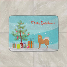 Load image into Gallery viewer, Brown &amp; White Elo dog Christmas Tree Machine Washable Memory Foam Mat CK3451RUG