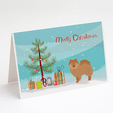 Load image into Gallery viewer, German Spitz Christmas Tree Greeting Cards -  Blank Note Cards – 8-Pack of Artist-Designed Cards with Envelopes