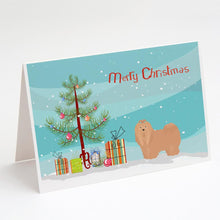 Load image into Gallery viewer, Tan Lhasa Apso Christmas Tree Greeting Cards -  Blank Note Cards – 8-Pack of Artist-Designed Cards with Envelopes