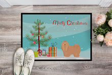 Load image into Gallery viewer, Tan Lhasa Apso Christmas Tree Doormat - 24x36 Decorative Floor Mat – Indoor/Outdoor Rug with Artistic Flair CK3468JMAT