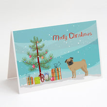 Load image into Gallery viewer, Pug Christmas Tree Greeting Cards -  Blank Note Cards – 8-Pack of Artist-Designed Cards with Envelopes