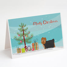 Load image into Gallery viewer, Yorkshire Terrier Christmas Tree Greeting Cards -  Blank Note Cards – 8-Pack of Artist-Designed Cards with Envelopes