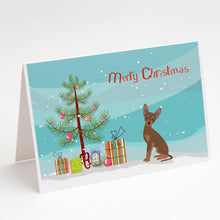 Load image into Gallery viewer, Brown Prague Ratter Christmas Tree Greeting Cards -  Blank Note Cards – 8-Pack of Artist-Designed Cards with Envelopes