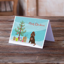 Load image into Gallery viewer, Brown Russian Tsvetnaya Bolonka Lap Dog  Christmas Tree Greeting Cards -  Blank Note Cards – 8-Pack of Artist-Designed Cards with Envelopes