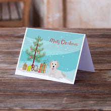 Load image into Gallery viewer, Small Greek Domestic Dog Kokoni #2 Christmas Tree Greeting Cards -  Blank Note Cards – 8-Pack of Artist-Designed Cards with Envelopes