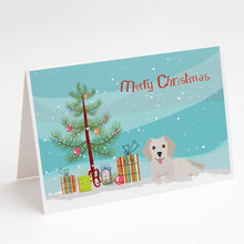 Load image into Gallery viewer, Small Greek Domestic Dog Kokoni #2 Christmas Tree Greeting Cards -  Blank Note Cards – 8-Pack of Artist-Designed Cards with Envelopes