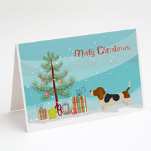 Load image into Gallery viewer, Basset Hound Christmas Tree Greeting Cards -  Blank Note Cards – 8-Pack of Artist-Designed Cards with Envelopes