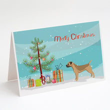 Load image into Gallery viewer, Border Terrier Christmas Tree Greeting Cards -  Blank Note Cards – 8-Pack of Artist-Designed Cards with Envelopes