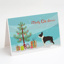Load image into Gallery viewer, Boston Terrier Christmas Tree Greeting Cards -  Blank Note Cards – 8-Pack of Artist-Designed Cards with Envelopes
