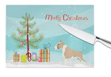 Load image into Gallery viewer, Fawn and White Bull Terrier Christmas Tree Glass Cutting Boards – Durable, Decorative Kitchen Art Large CK3528LCB