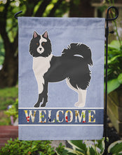 Load image into Gallery viewer, Black and White Elo dog Welcome Garden Flag - Outdoor Decorative Yard Flag CK3644GF