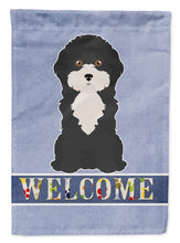 Load image into Gallery viewer, Black and White Cyprus Poodle Welcome Flag Canvas House Size CK3689CHF
