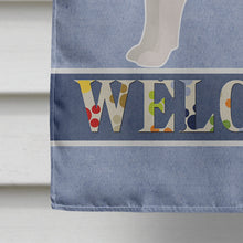 Load image into Gallery viewer, White Bullboxer Welcome Flag Canvas House Size CK3714CHF