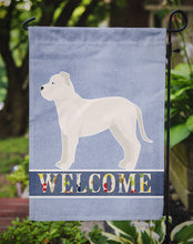 Load image into Gallery viewer, White Bullboxer Welcome Garden Flag – Decorative Outdoor Yard Flag CK3714GF