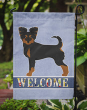 Load image into Gallery viewer, Black and Tan Chion Welcome Garden Flag – Decorative Outdoor Yard Flag CK3719GF