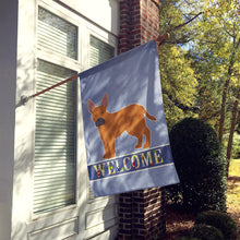 Load image into Gallery viewer, Tan French Bulldog Pit Bull Mix Welcome Flag Canvas House Size CK3734CHF