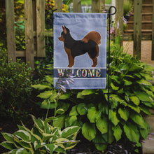 Load image into Gallery viewer, Black and Tan Pomchi Welcome Garden Flag - Outdoor Decorative Yard Flag CK3765GF