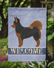 Load image into Gallery viewer, Black and Tan Pomchi Welcome Garden Flag - Outdoor Decorative Yard Flag CK3765GF