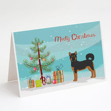 Load image into Gallery viewer, Akita Shepherd Black and Tan Christmas Tree Greeting Cards -  Blank Note Cards – 8-Pack of Artist-Designed Cards with Envelopes
