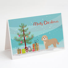Load image into Gallery viewer, Cavachon Christmas Tree Greeting Cards -  Blank Note Cards – 8-Pack of Artist-Designed Cards with Envelopes
