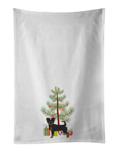 Load image into Gallery viewer, Black and Tan Chion Christmas Tree White Kitchen Towel Set of 2