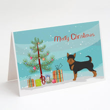 Load image into Gallery viewer, Black and Tan Chorkie Christmas Tree Greeting Cards -  Blank Note Cards – 8-Pack of Artist-Designed Cards with Envelopes