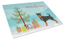 Load image into Gallery viewer, Black and Tan Chorkie Christmas Tree Glass Cutting Boards – Durable, Decorative Kitchen Art Large CK3817LCB