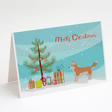 Load image into Gallery viewer, Corgi Husky Mix Christmas Tree Greeting Cards -  Blank Note Cards – 8-Pack of Artist-Designed Cards with Envelopes