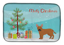 Load image into Gallery viewer, Tan French Bulldog Pit Bull Mix Christmas Tree Dish Drying Mat – Absorbent, Artistic Kitchen Essentials CK3828DDM
