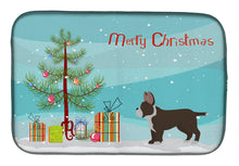 Load image into Gallery viewer, Black French Bulldog Pit Bull Mix Christmas Tree Dish Drying Mat – Absorbent, Artistic Kitchen Essentials CK3829DDM