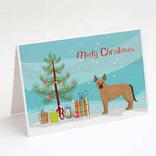 Load image into Gallery viewer, Tan German Shepherd Mastiff Mix Christmas Tree Greeting Cards -  Blank Note Cards – 8-Pack of Artist-Designed Cards with Envelopes