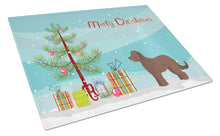 Load image into Gallery viewer, Brown Goldendoodle Christmas Tree Glass Cutting Boards – Durable, Decorative Kitchen Art Large CK3838LCB