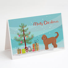 Load image into Gallery viewer, Tan Goldendoodle Christmas Tree Greeting Cards -  Blank Note Cards – 8-Pack of Artist-Designed Cards with Envelopes