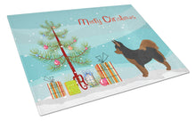 Load image into Gallery viewer, Black and Tan Pomchi Christmas Tree Glass Cutting Boards – Durable, Decorative Kitchen Art Large CK3859LCB