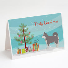 Load image into Gallery viewer, Pomsky #2 Christmas Tree Greeting Cards -  Blank Note Cards – 8-Pack of Artist-Designed Cards with Envelopes
